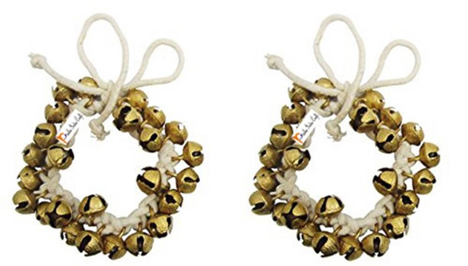 12 No. Kathak Ghungroo Pair with Bells Tied and Cotton Cord (Gold)